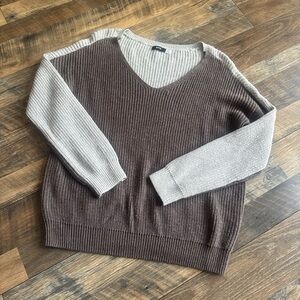 H&M Brown and Cream Knit Sweater